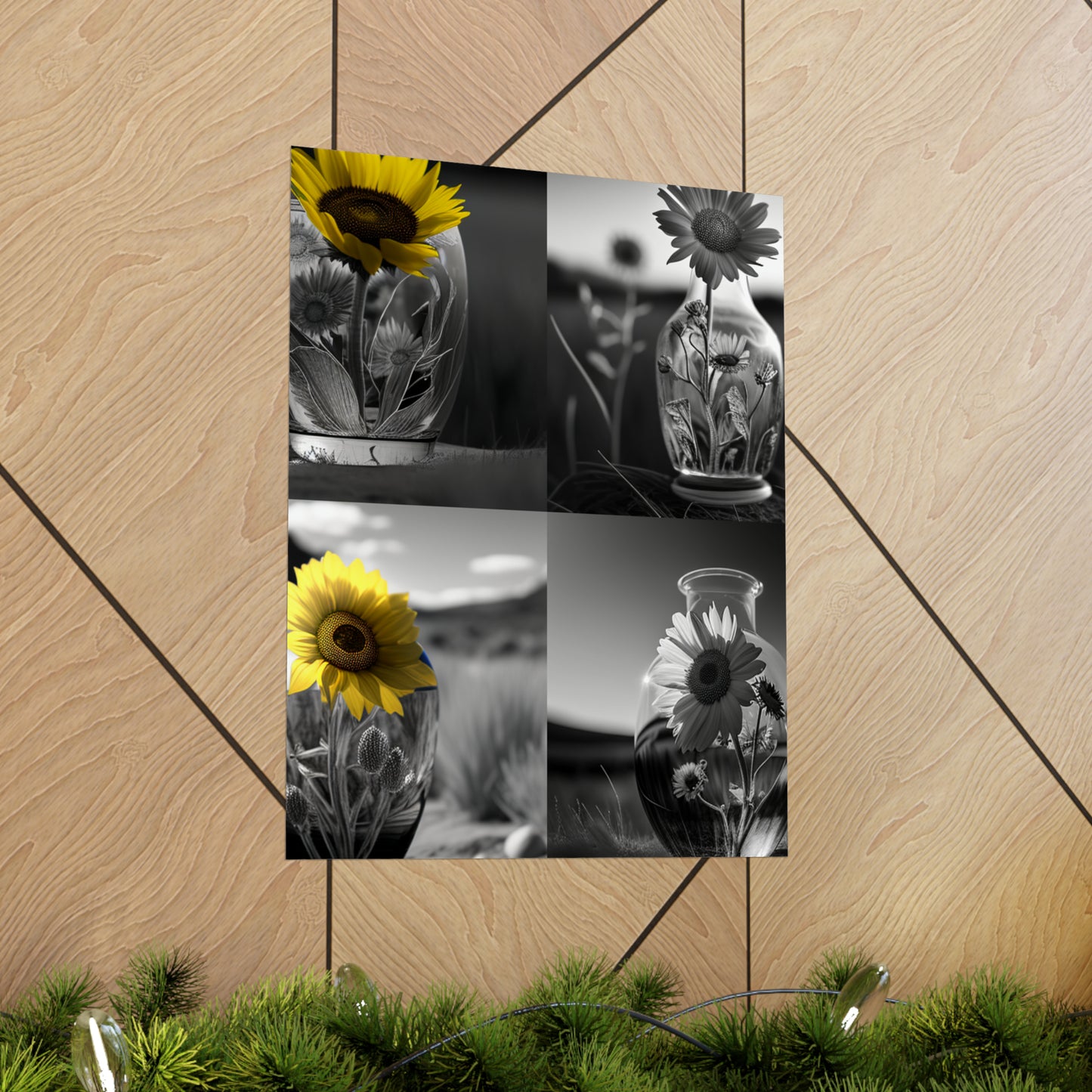 Premium Matte Vertical Posters Yellw Sunflower in a vase 5