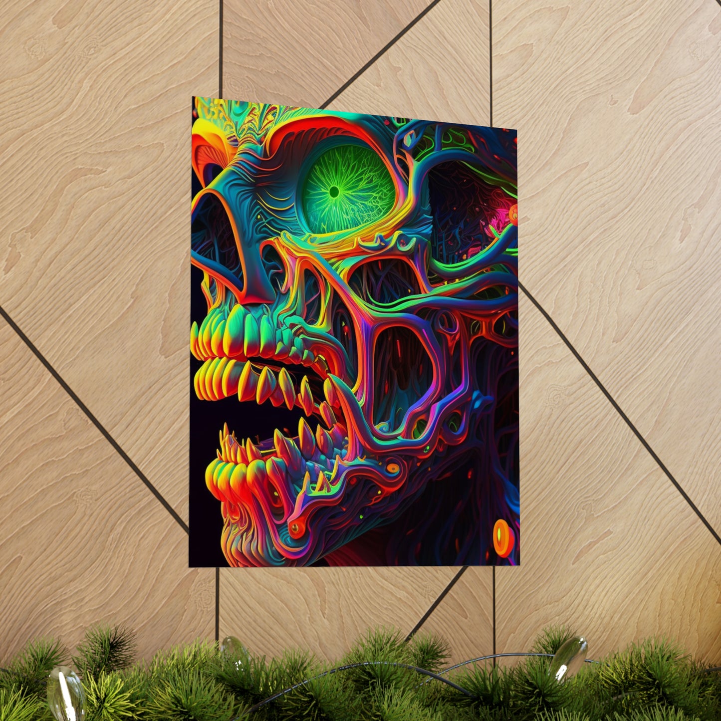 Premium Matte Vertical Posters Florescent Skull Death 1