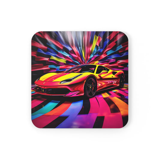 Corkwood Coaster Set Macro Flag Ferrari 3
