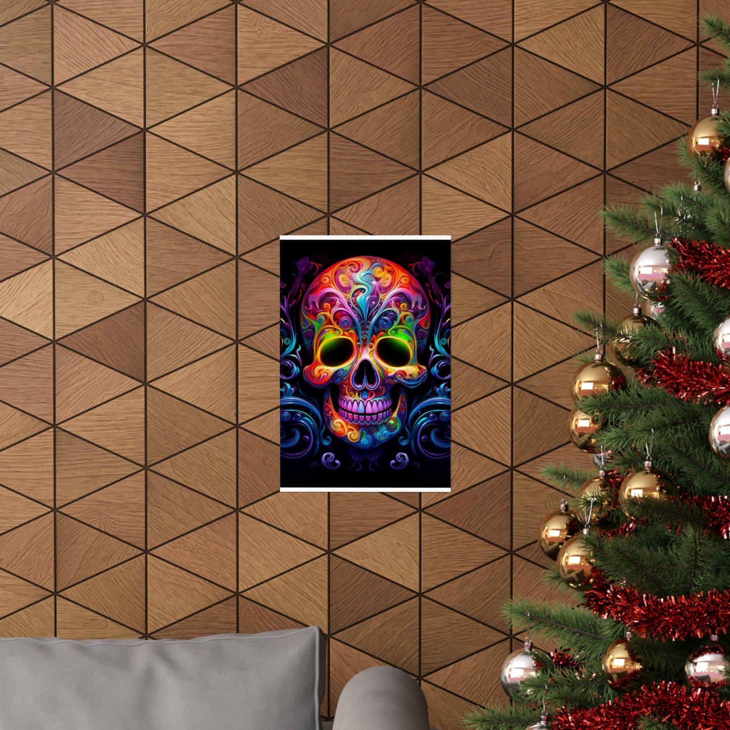 Premium Matte Vertical Posters Macro Skull Color 2