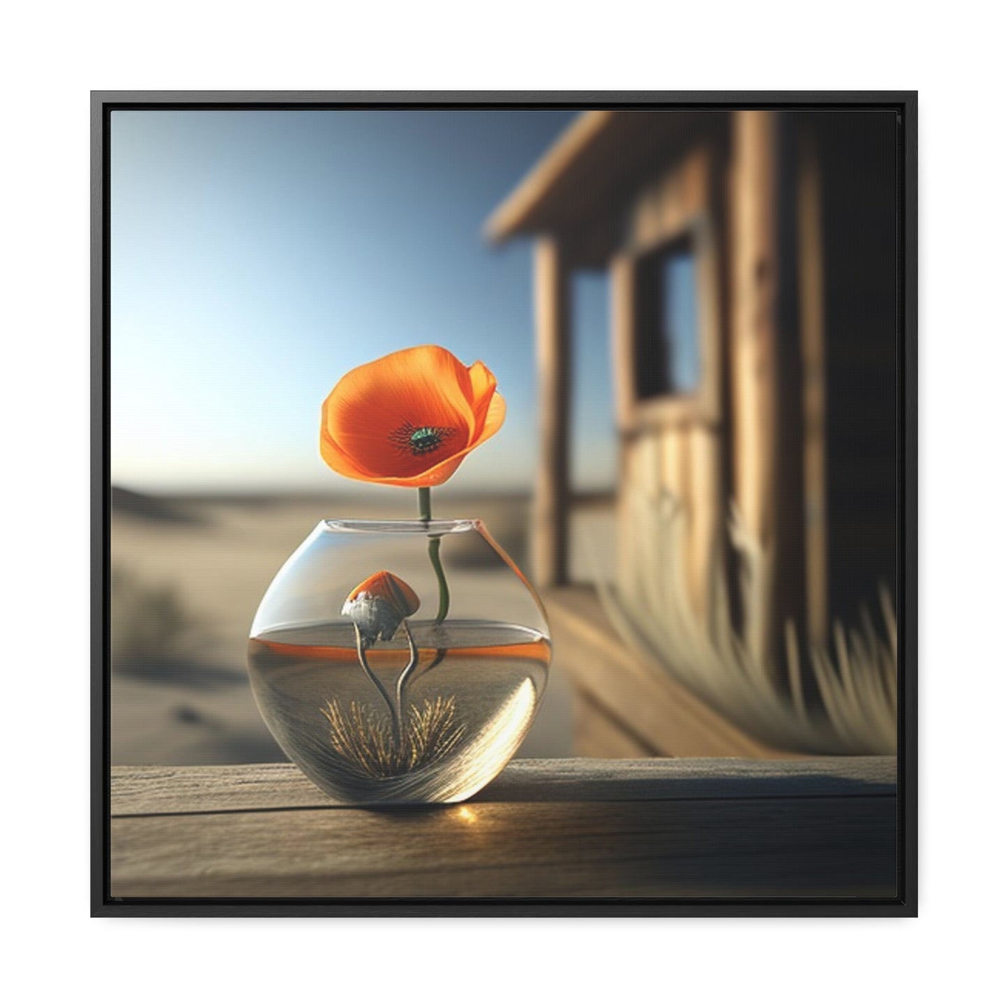 Gallery Canvas Wraps, Square Frame Orange Poppy in a Vase 1