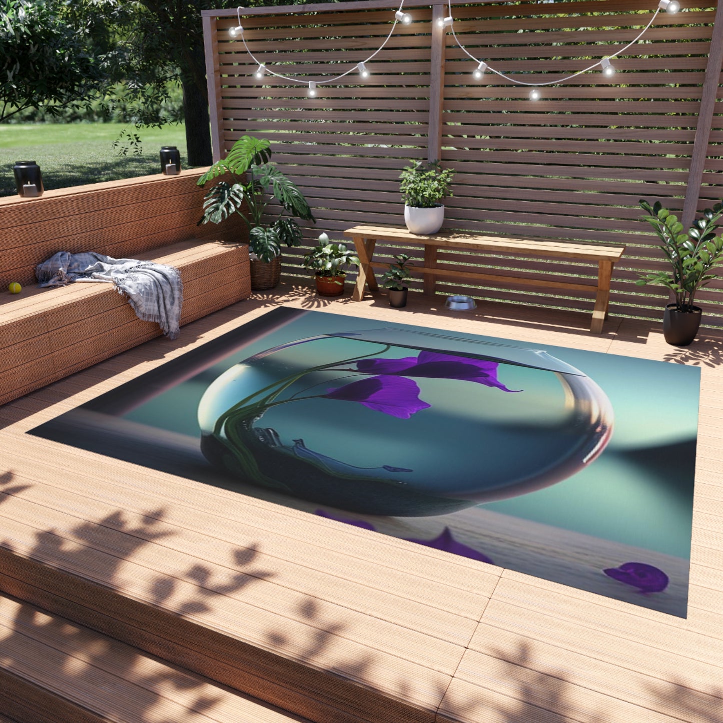 Outdoor Rug  Purple Sweet pea in a vase 2