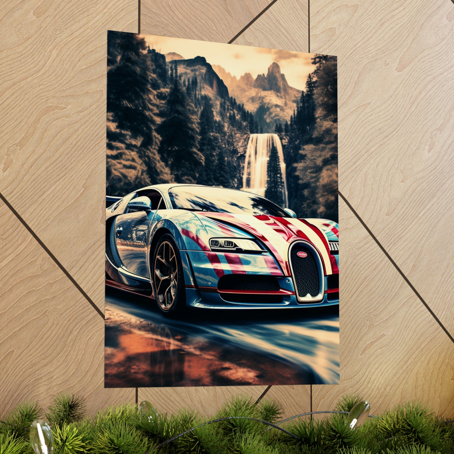 Premium Matte Vertical Posters Bugatti Waterfall 1