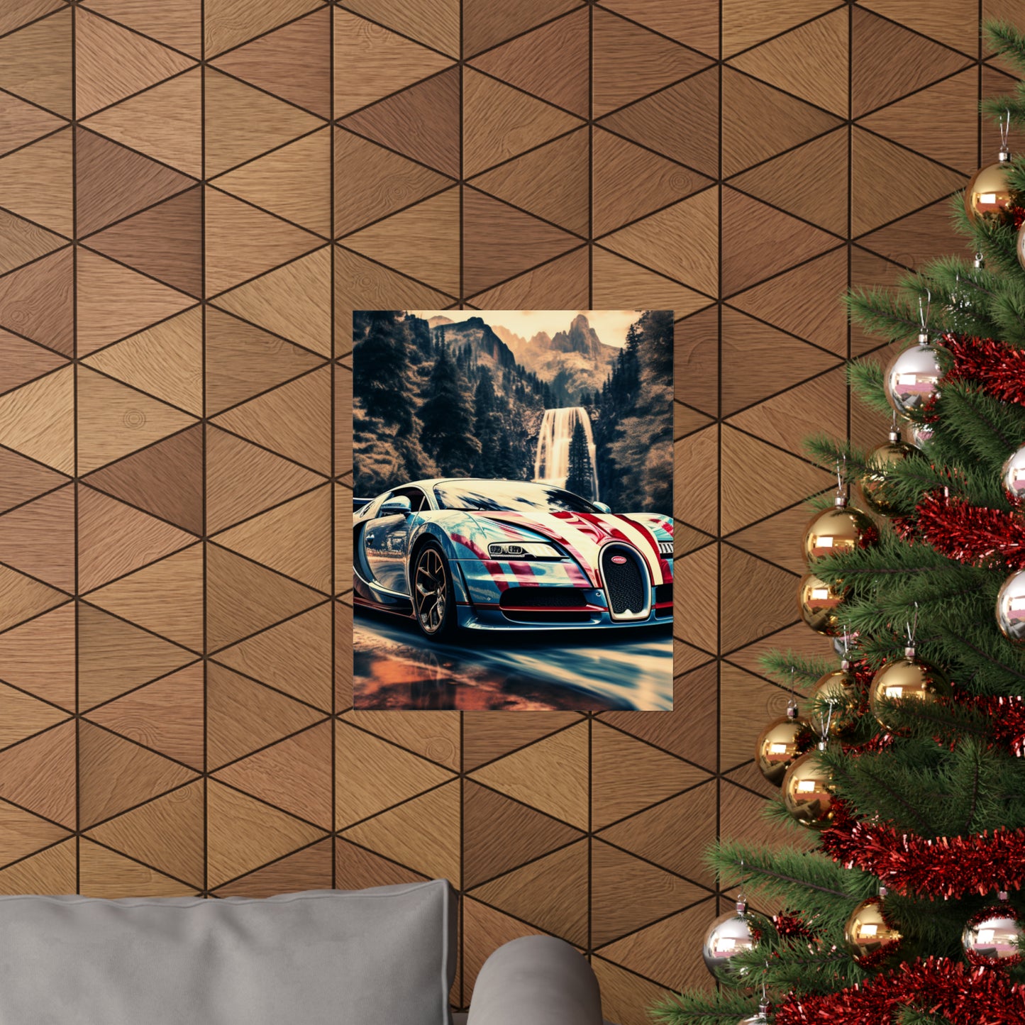 Premium Matte Vertical Posters Bugatti Waterfall 1