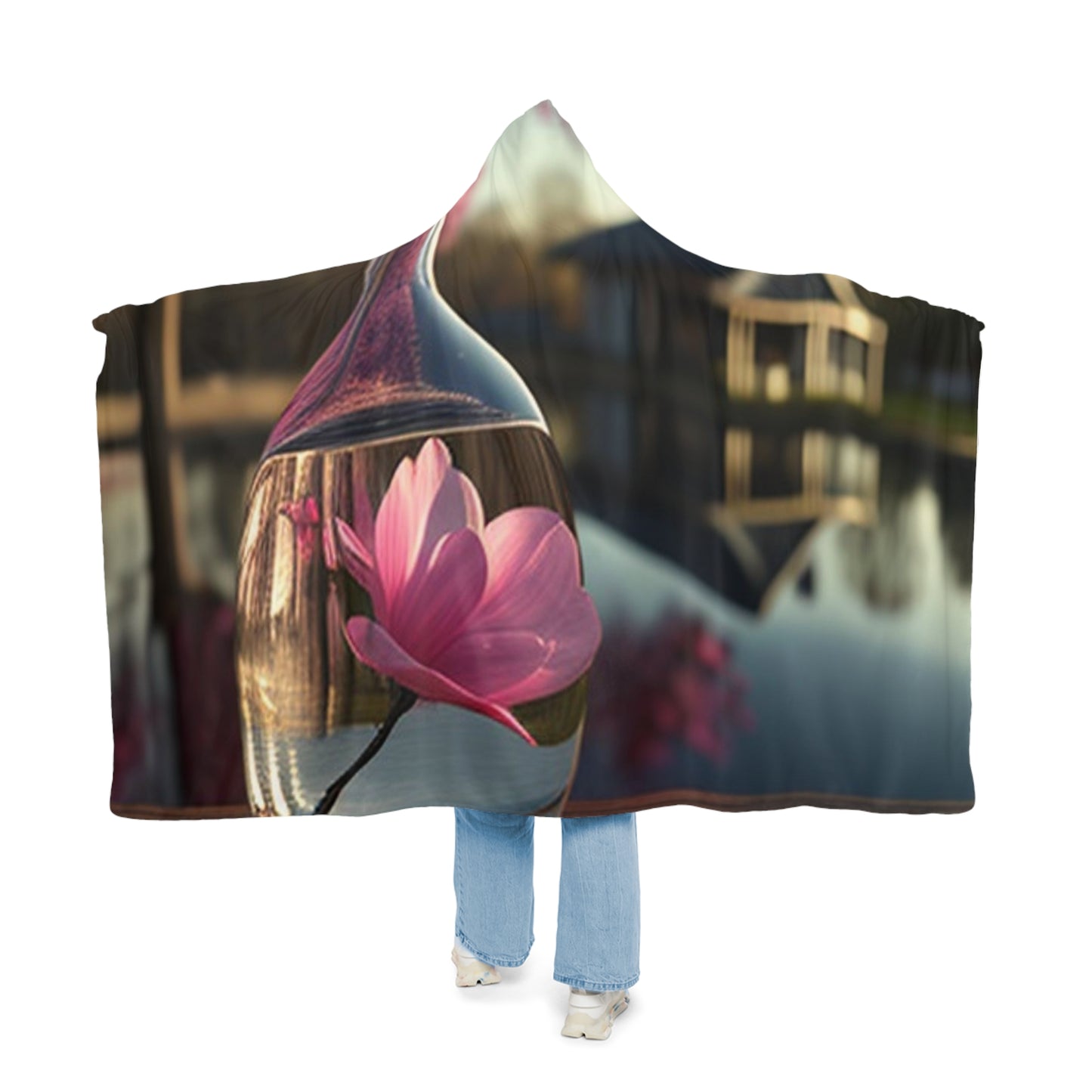 Snuggle Hooded Blanket Magnolia in a Glass vase 2