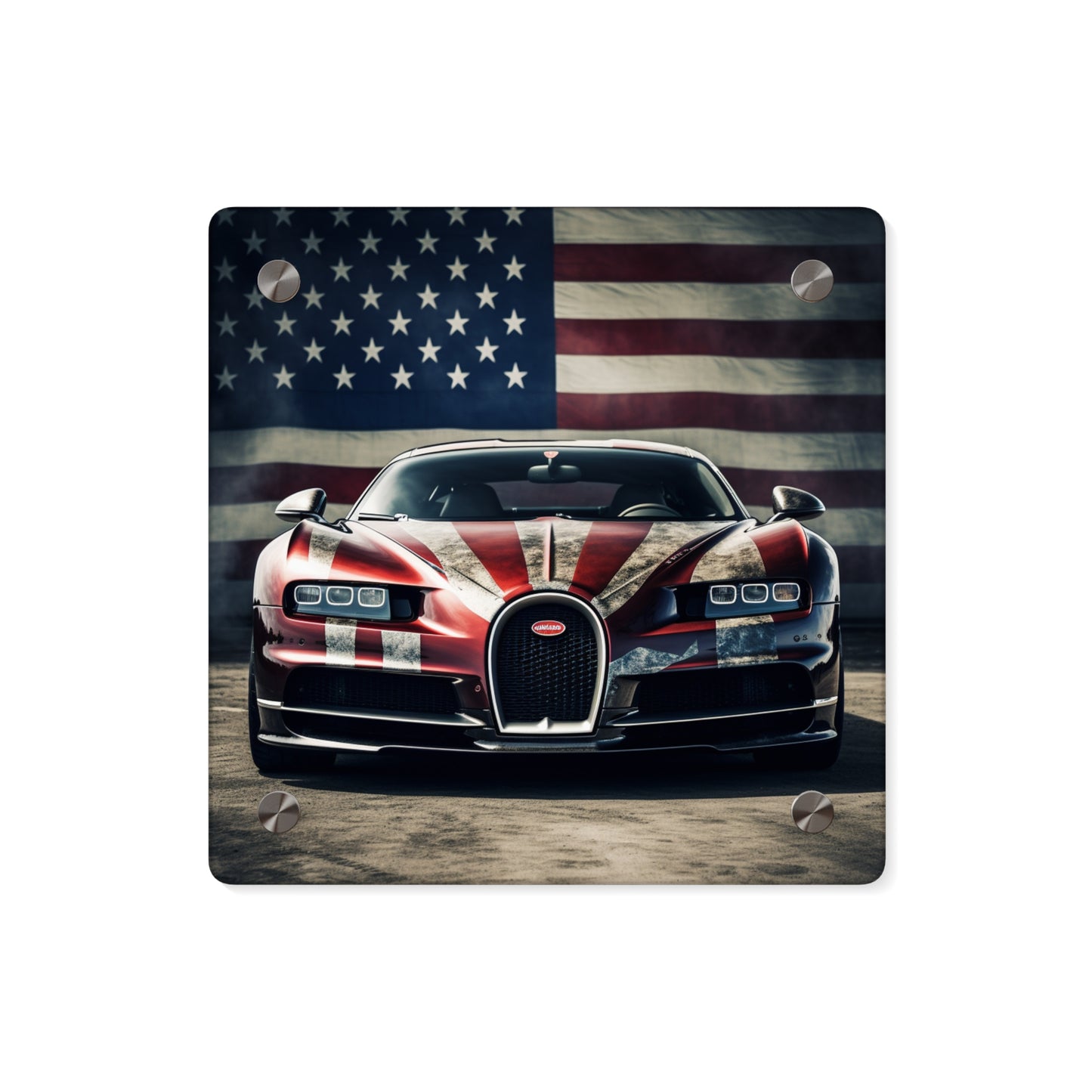 Acrylic Wall Art Panels American Flag Background Bugatti 3