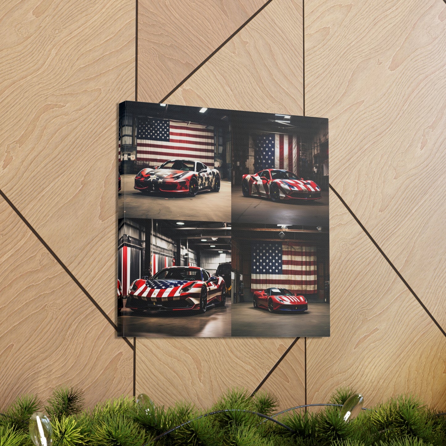 Canvas Gallery Wraps American Flag Farrari 5