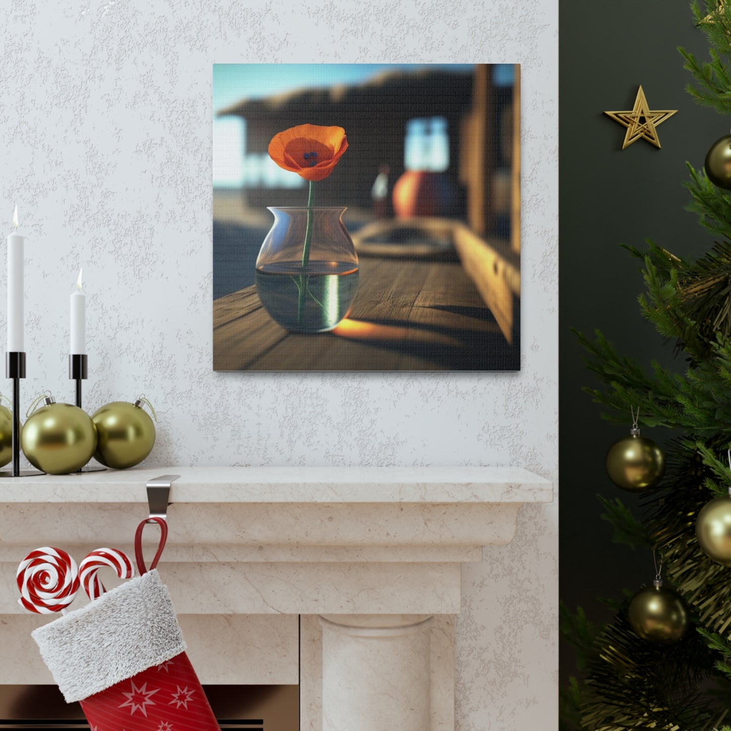 Canvas Gallery Wraps Poppy in a Glass Vase 2