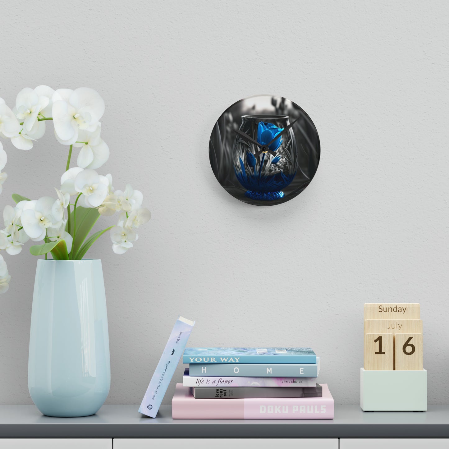 Acrylic Wall Clock Tulip Blue 3