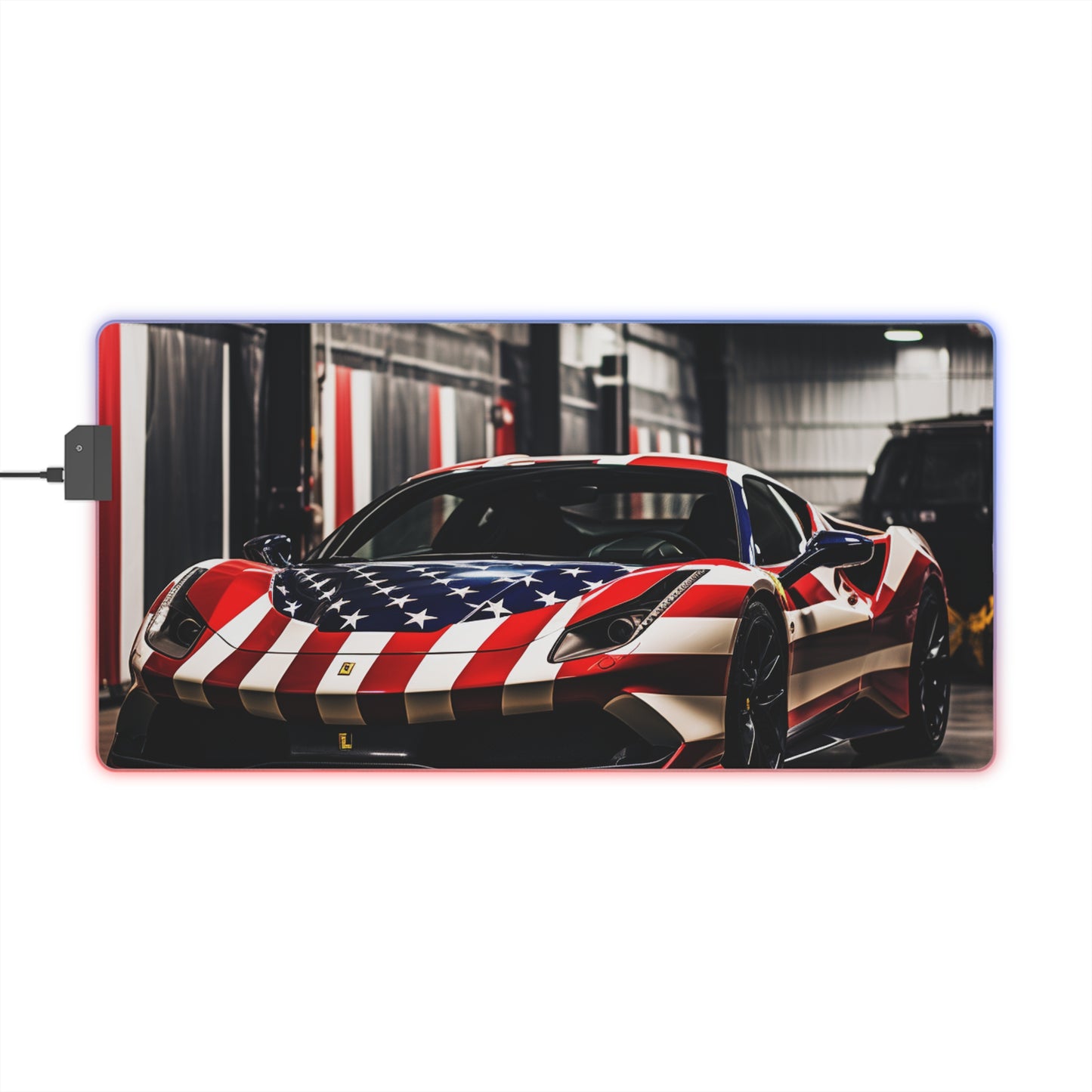 LED Gaming Mouse Pad American Flag Farrari 3