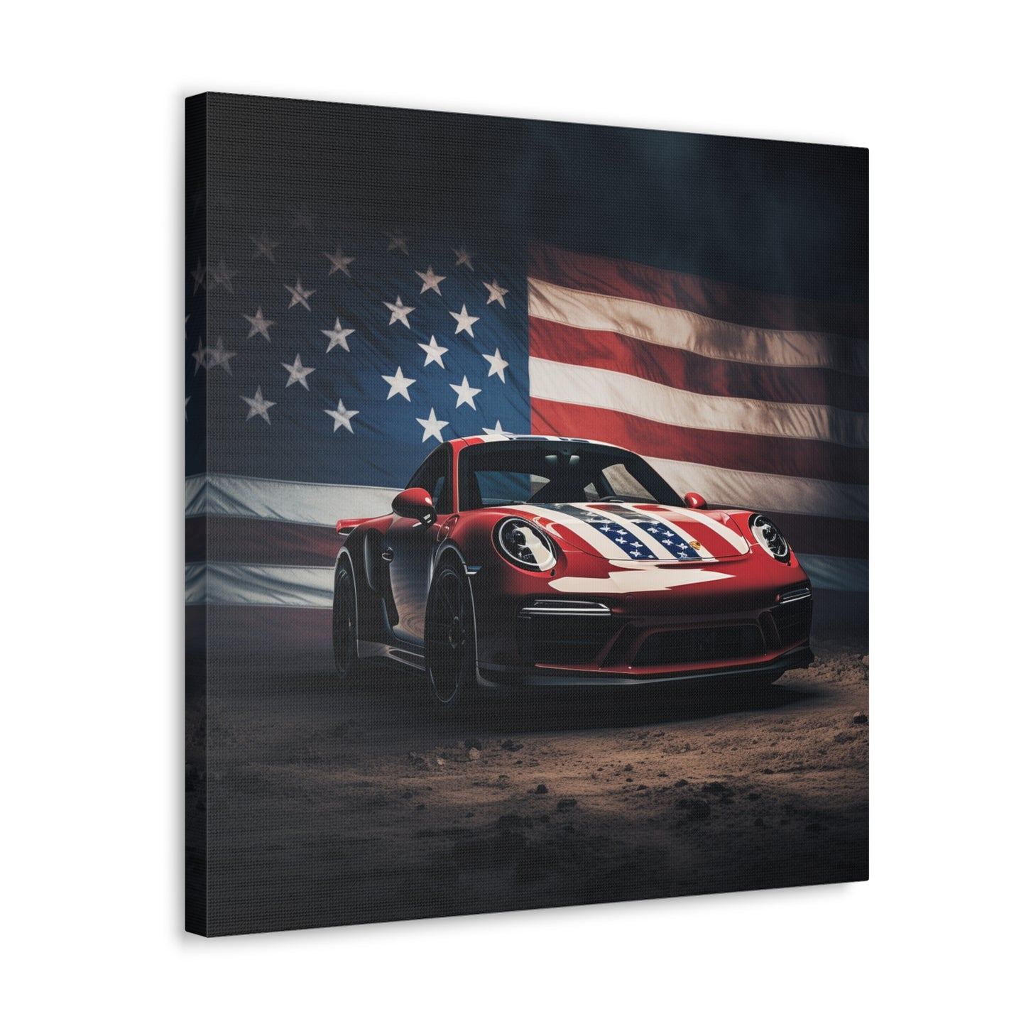 Canvas Gallery Wraps American Flag Background Porsche 3