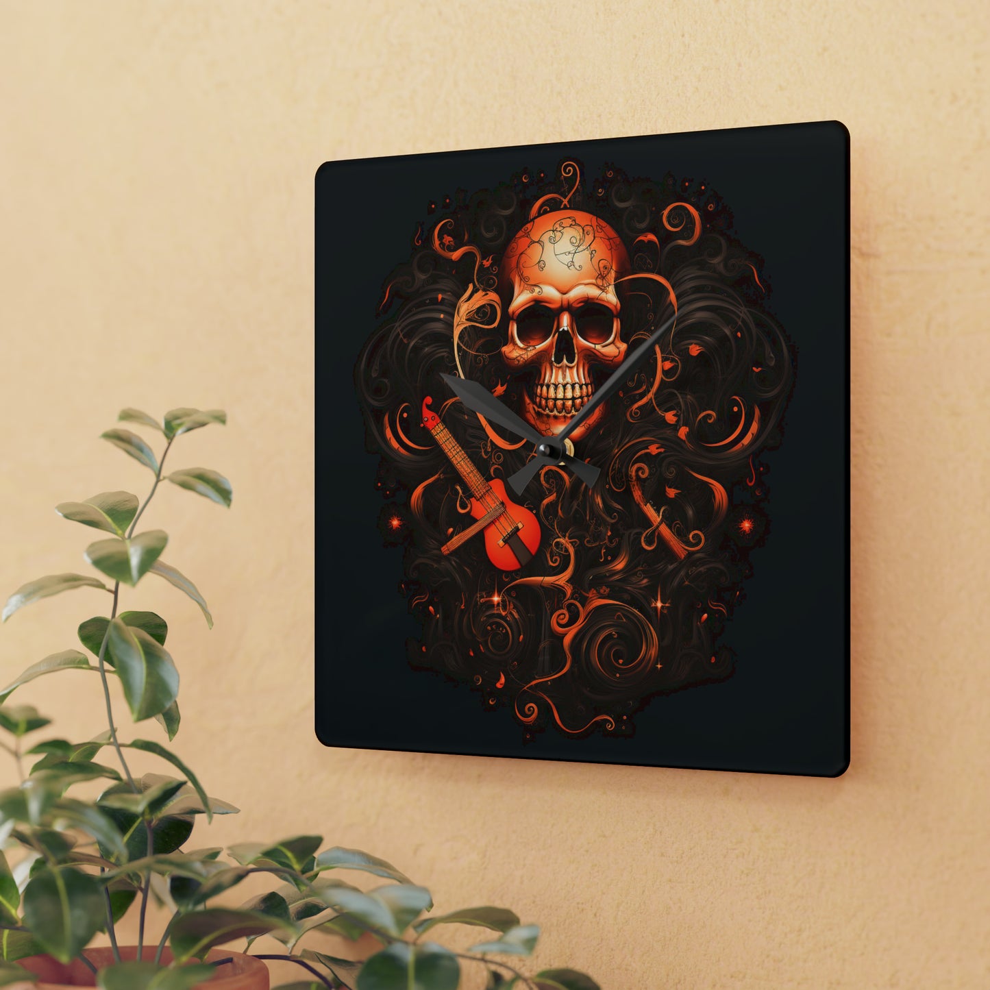 Acrylic Wall Clock Skull Treble Clef 4