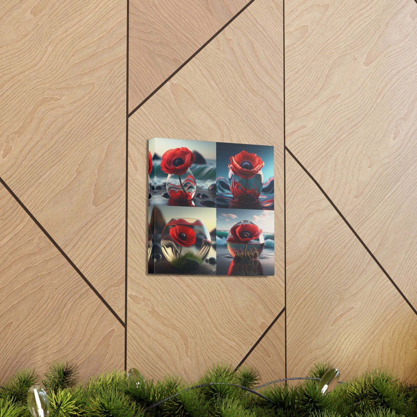 Canvas Gallery Wraps Red Anemone in a Vase 5