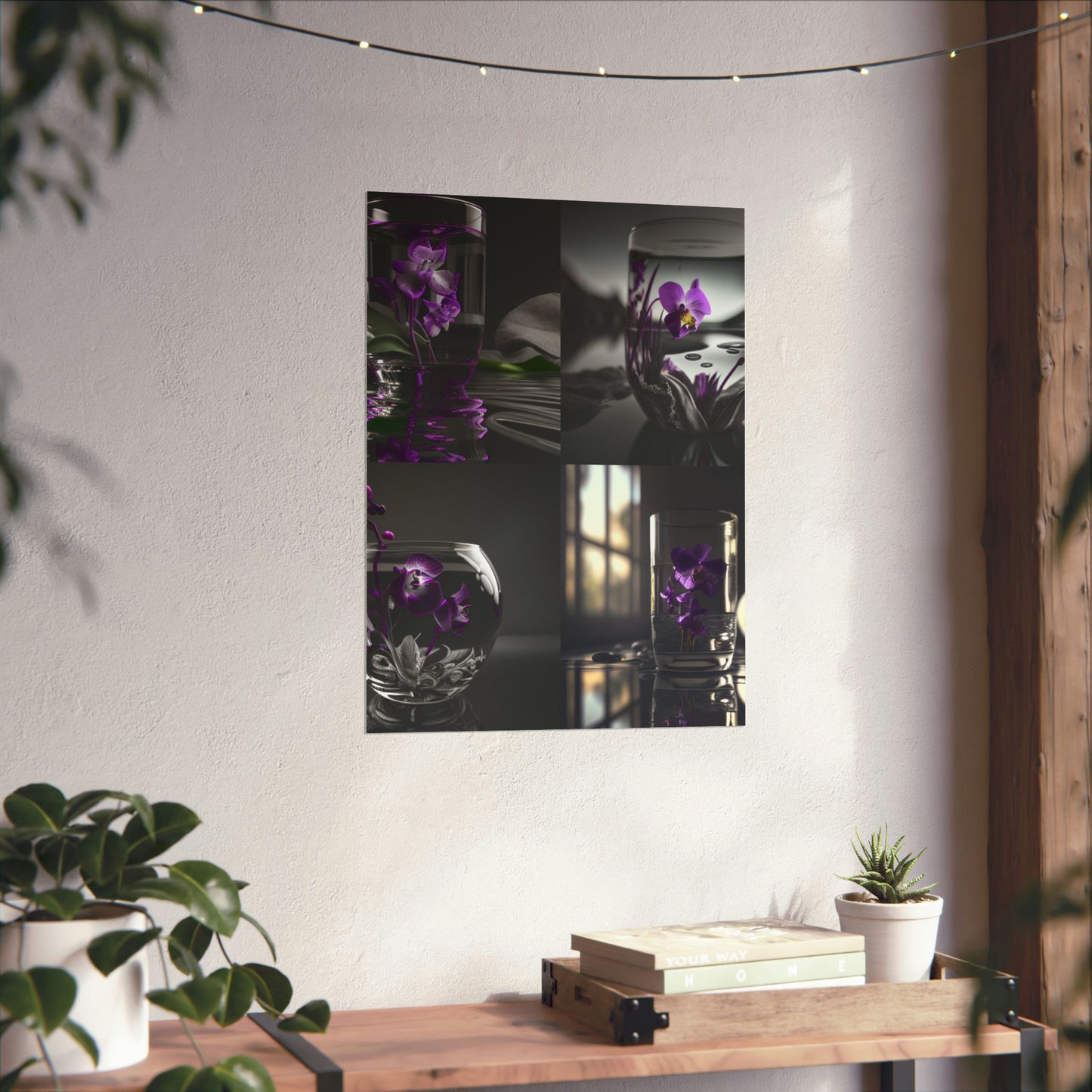 Premium Matte Vertical Posters Purple Orchid Glass vase 5