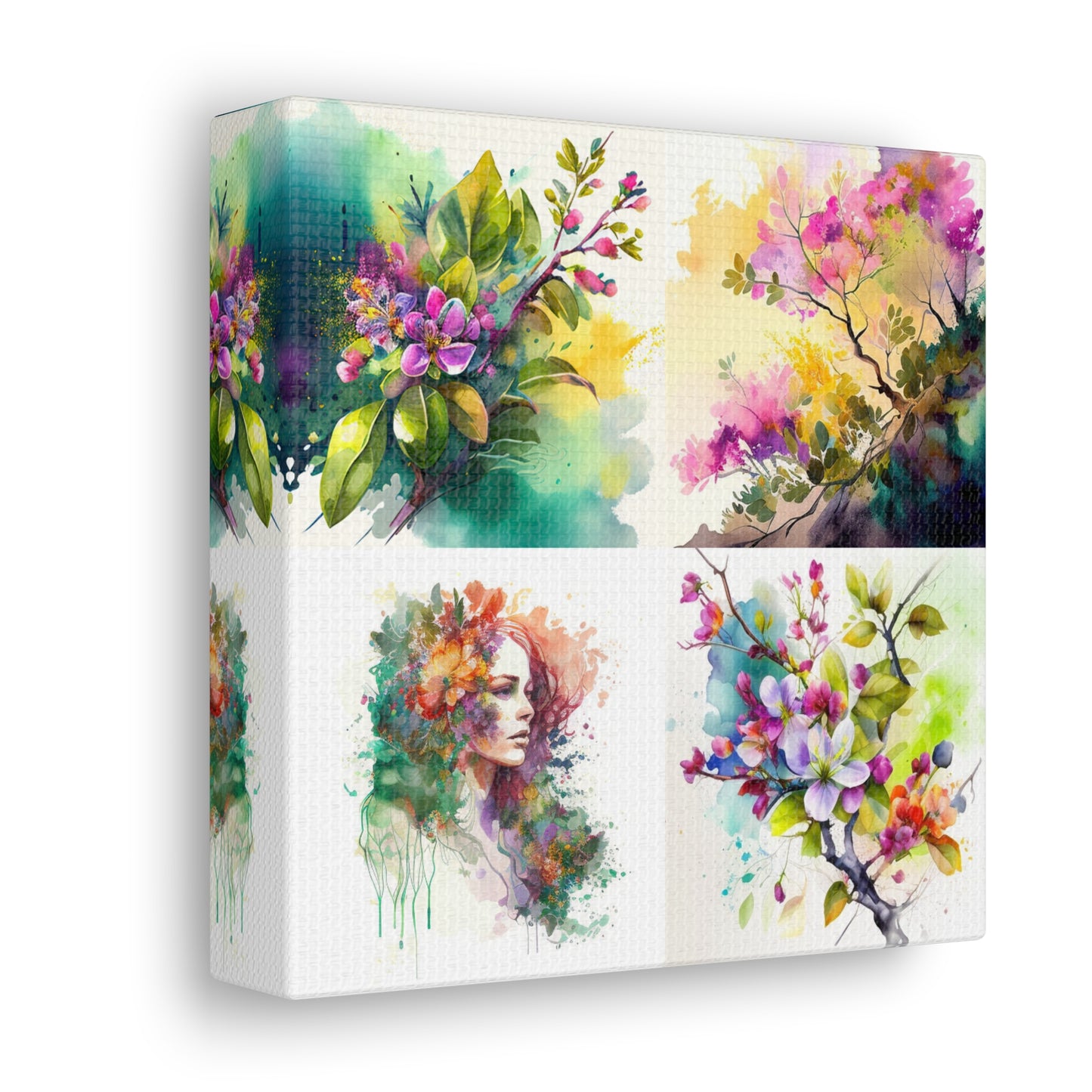 Canvas Gallery Wraps Mother Nature Bright Spring Colors Realistic Watercolor 5