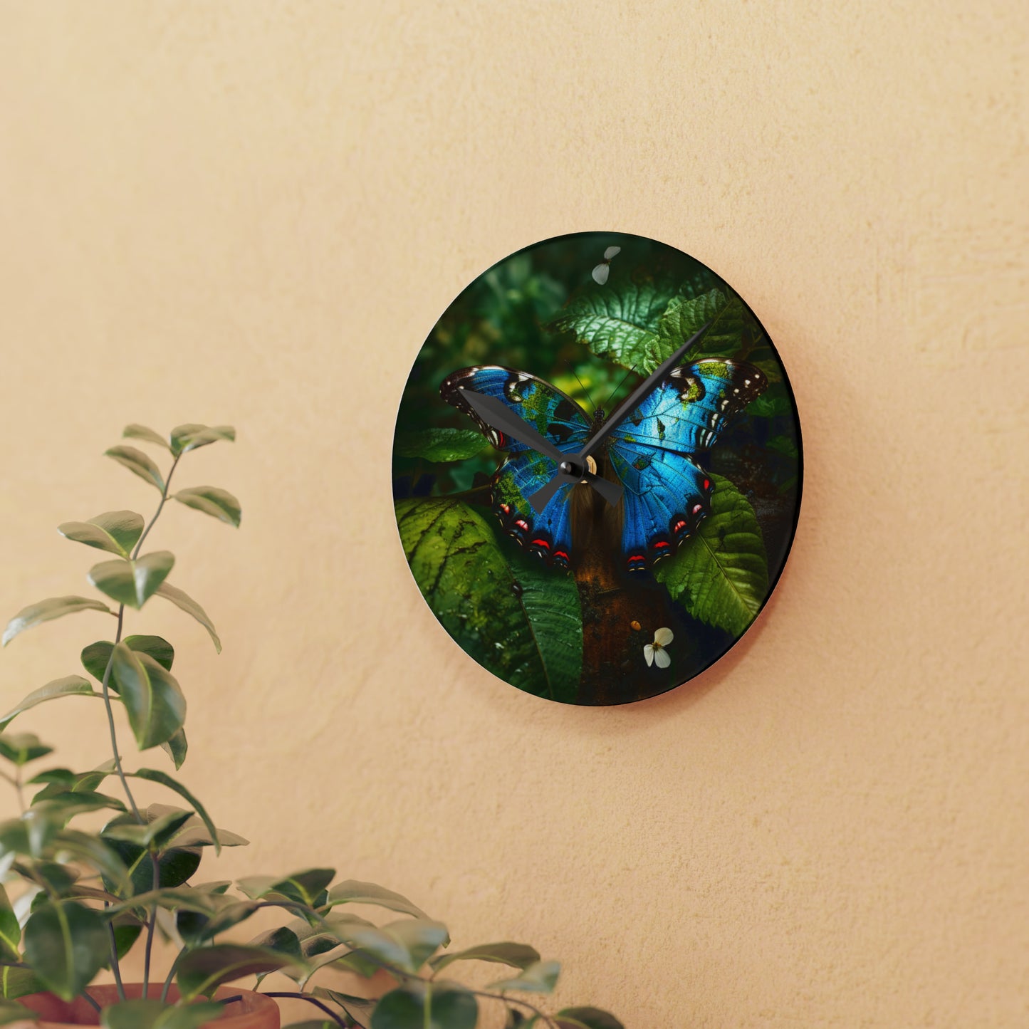 Acrylic Wall Clock Jungle Butterfly 2