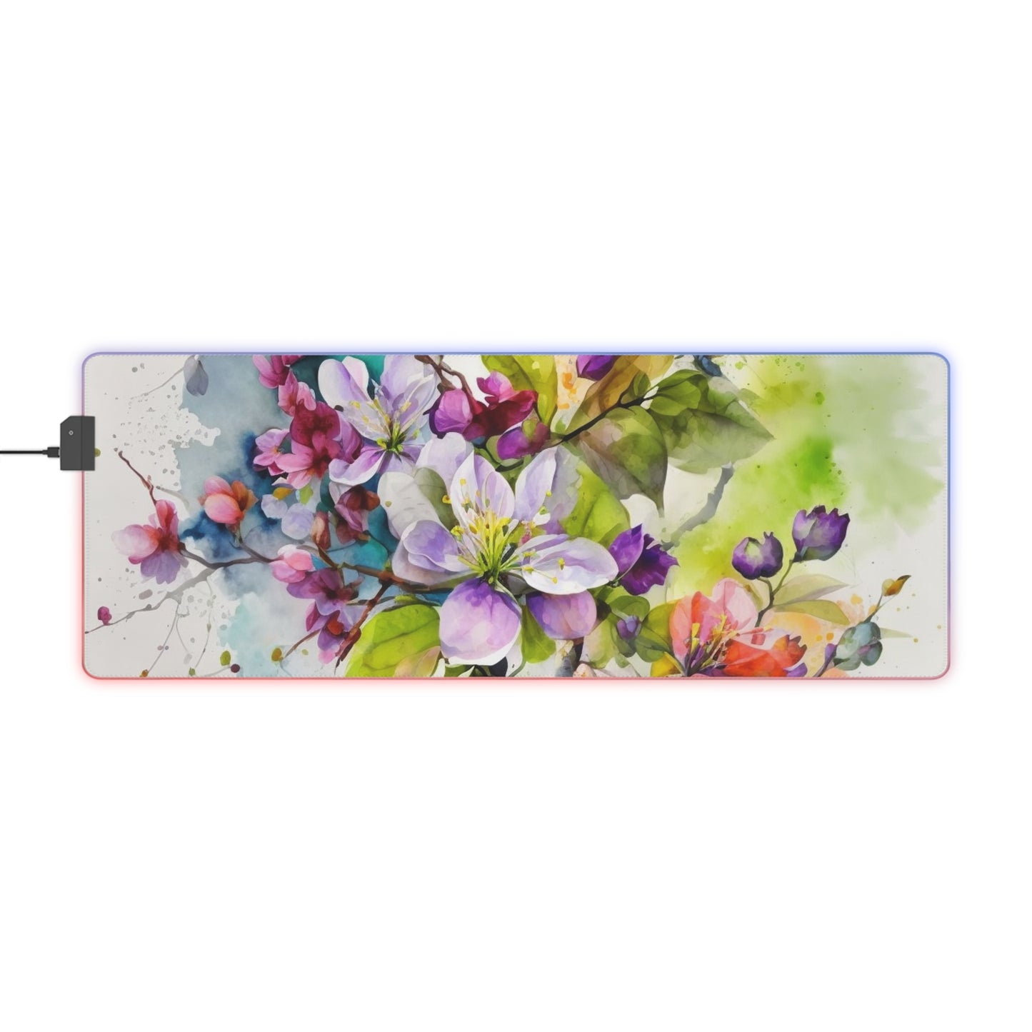 LED Gaming Mouse Pad Mother Nature Bright Spring Colors Realistic Watercolor 4