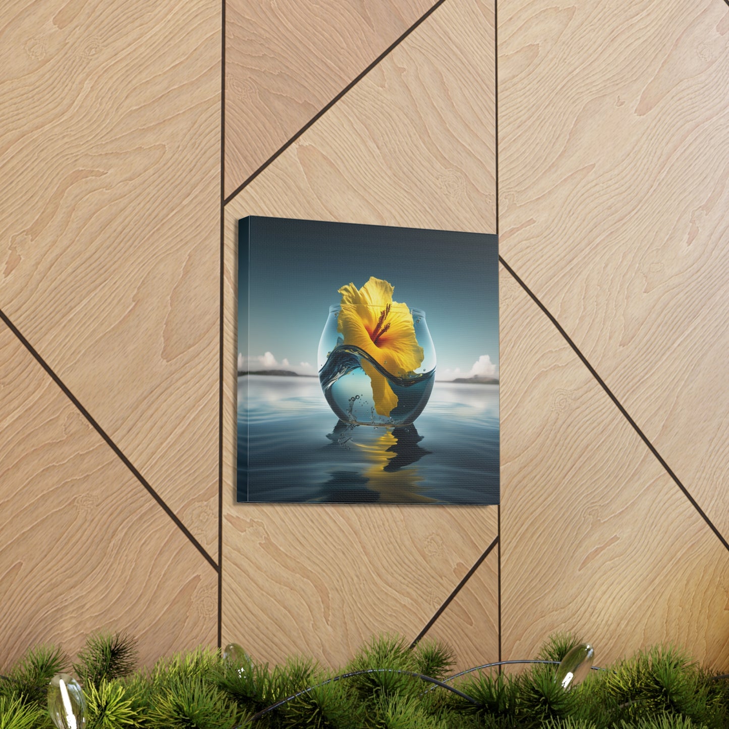 Canvas Gallery Wraps Yellow Hibiscus glass 4