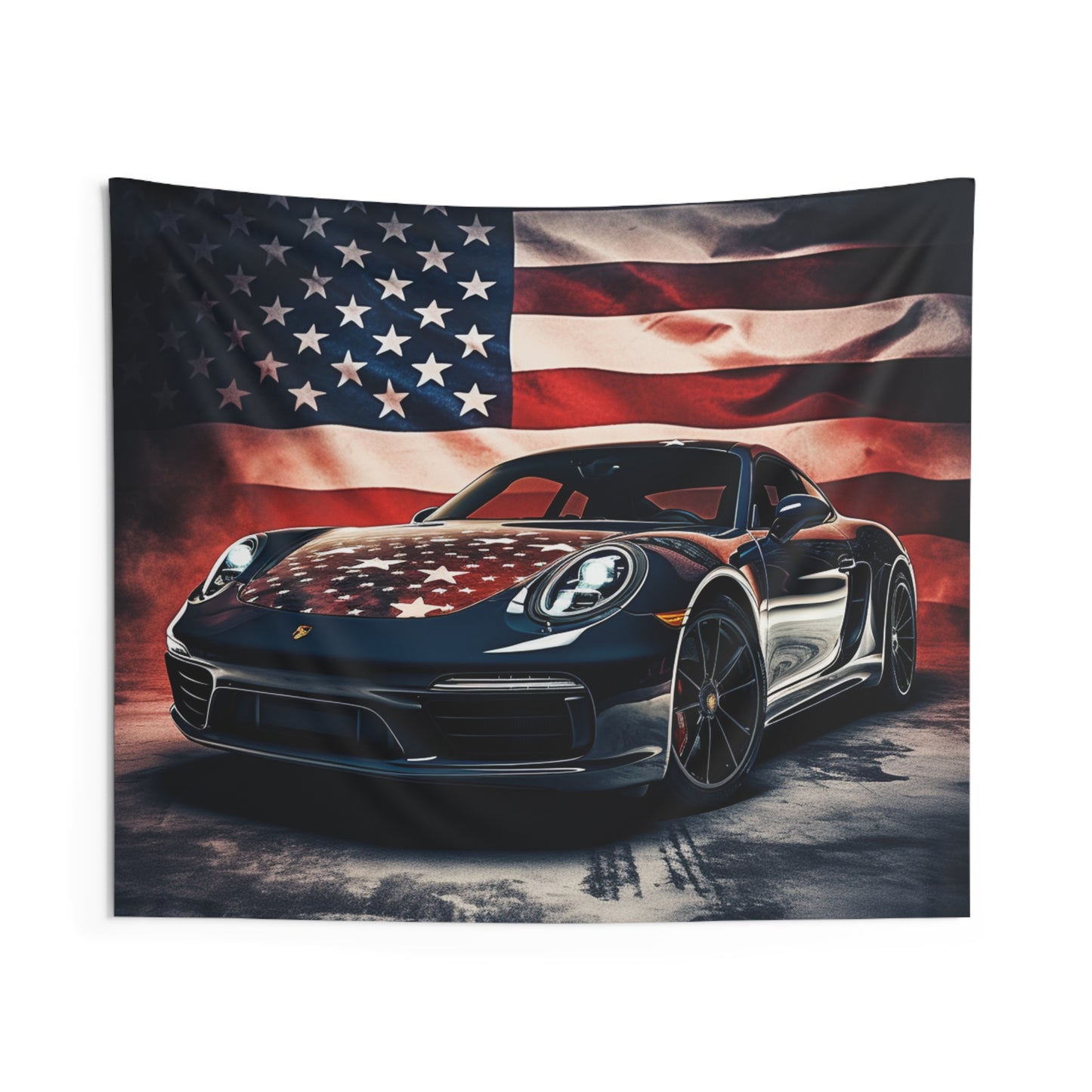 Indoor Wall Tapestries Abstract American Flag Background Porsche 2