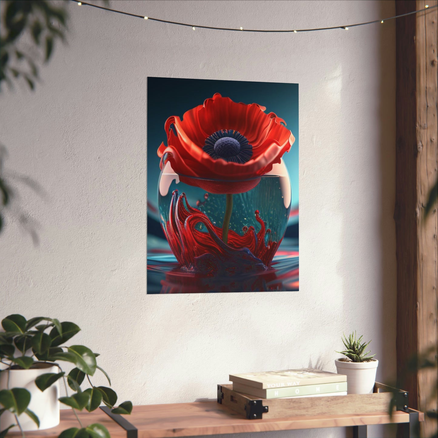 Premium Matte Vertical Posters Red Anemone in a Vase 2