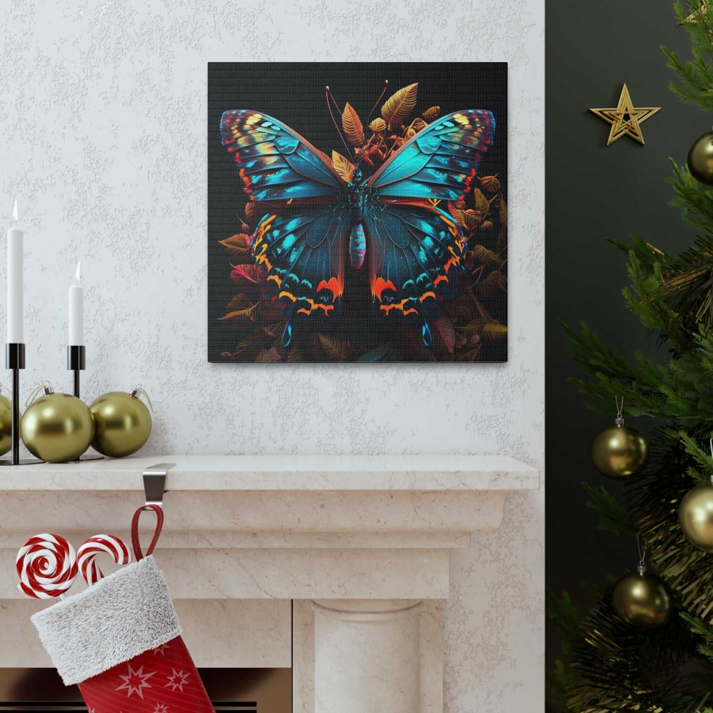 Canvas Gallery Wraps Hue Neon Butterfly 1