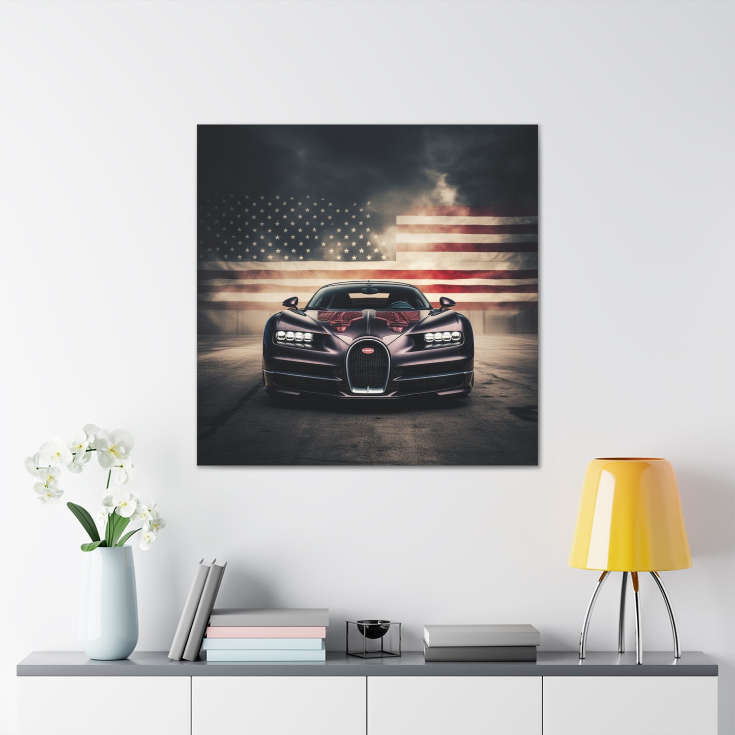 Canvas Gallery Wraps American Flag Background Bugatti 2