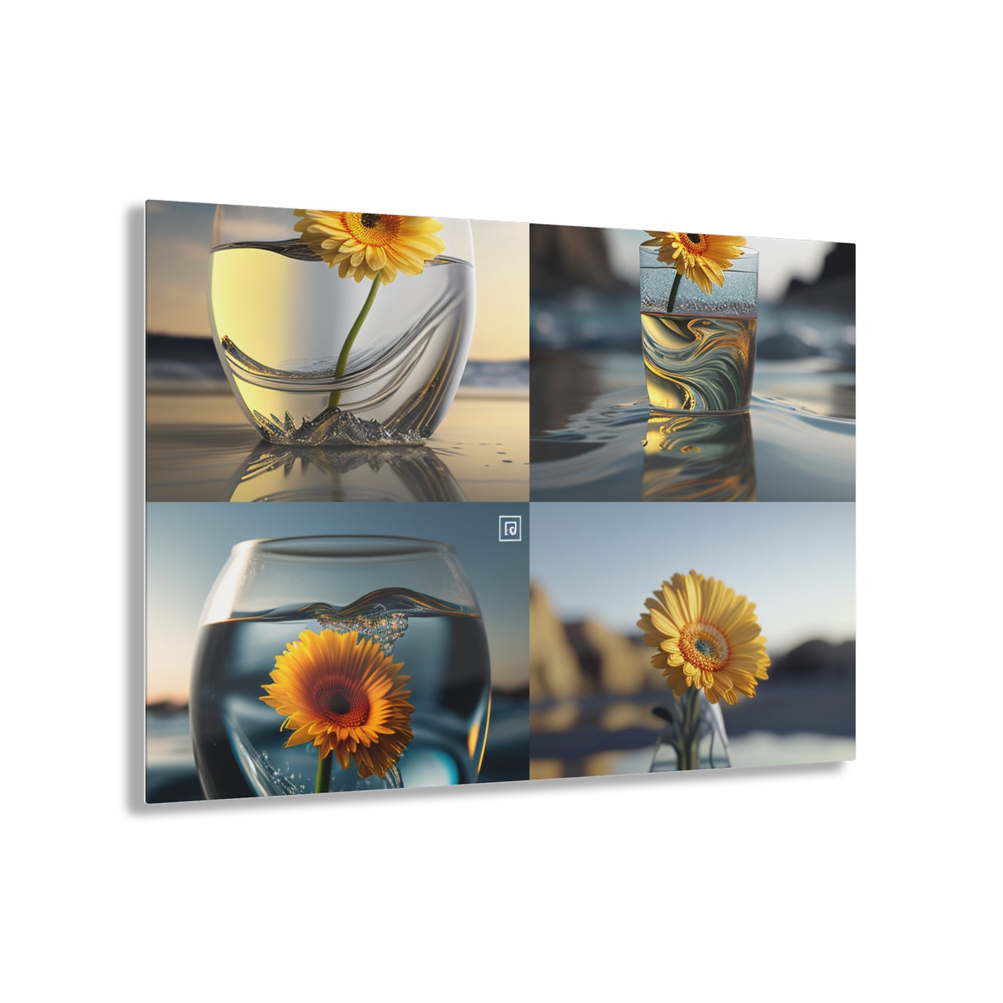 Acrylic Prints yello Gerbera glass 5