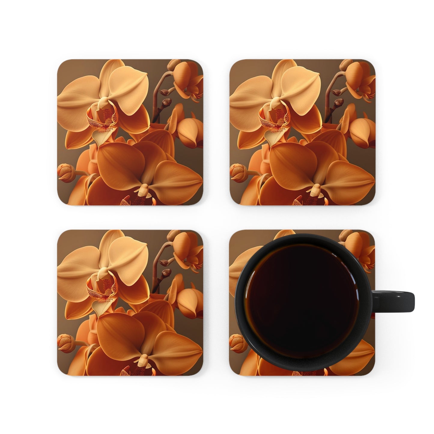 Corkwood Coaster Set orchid pedals 4