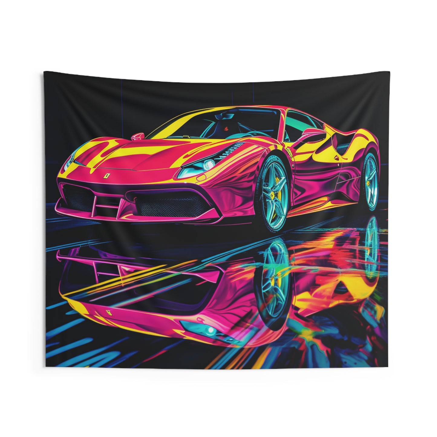 Indoor Wall Tapestries Pink Ferrari Macro 1