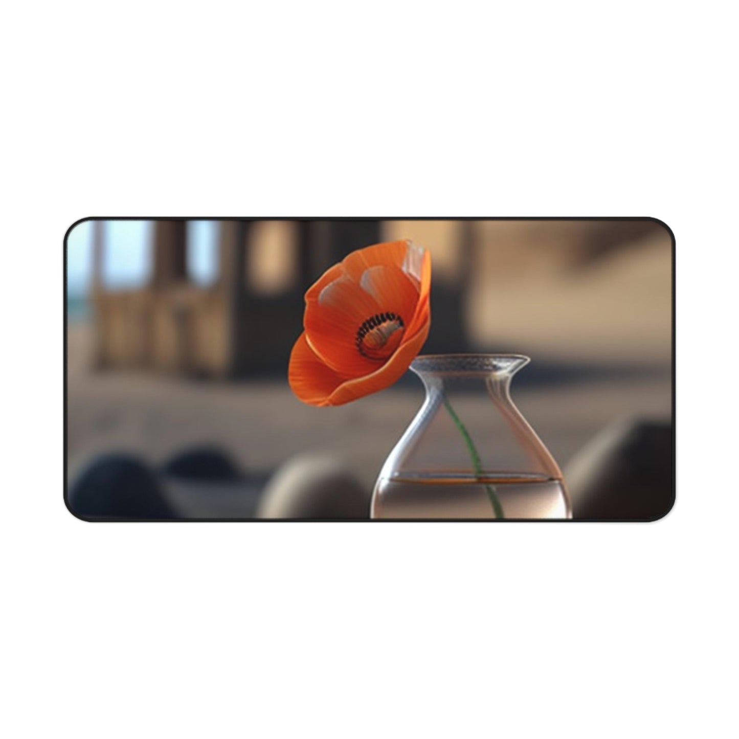 Desk Mat Poppy in a Glass Vase 1