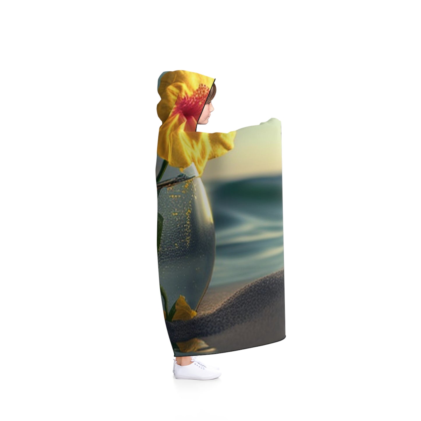 Hooded Blanket Yellow Hibiscus glass 2