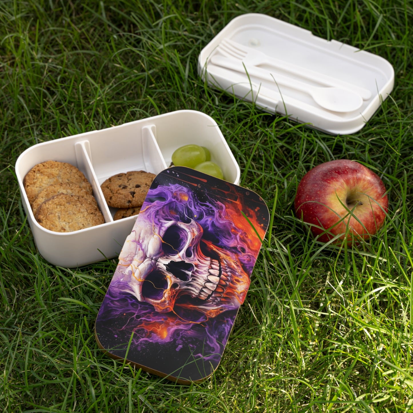 Bento Lunch Box Skull Flames 2