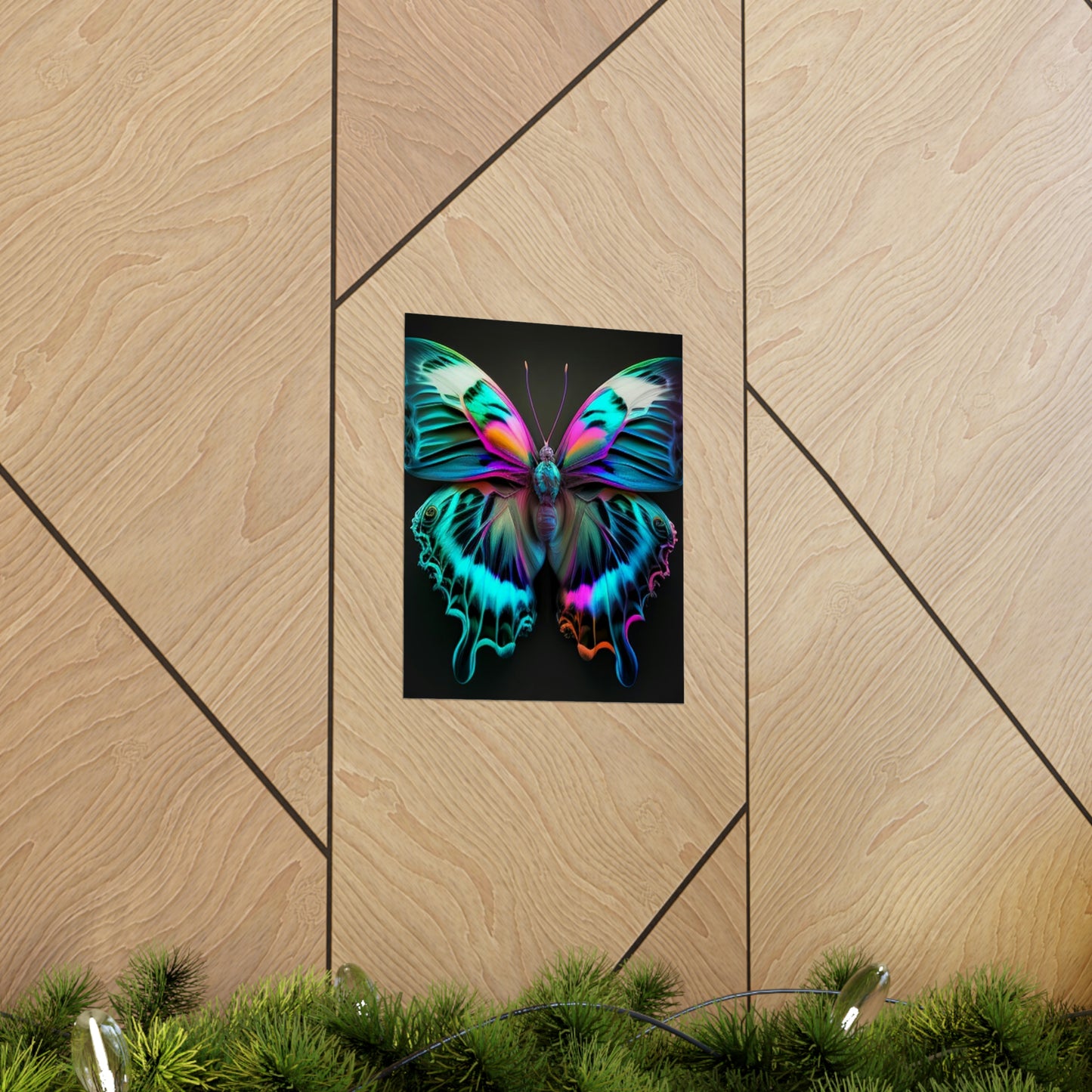 Premium Matte Vertical Posters Neon Butterfly Fusion 4