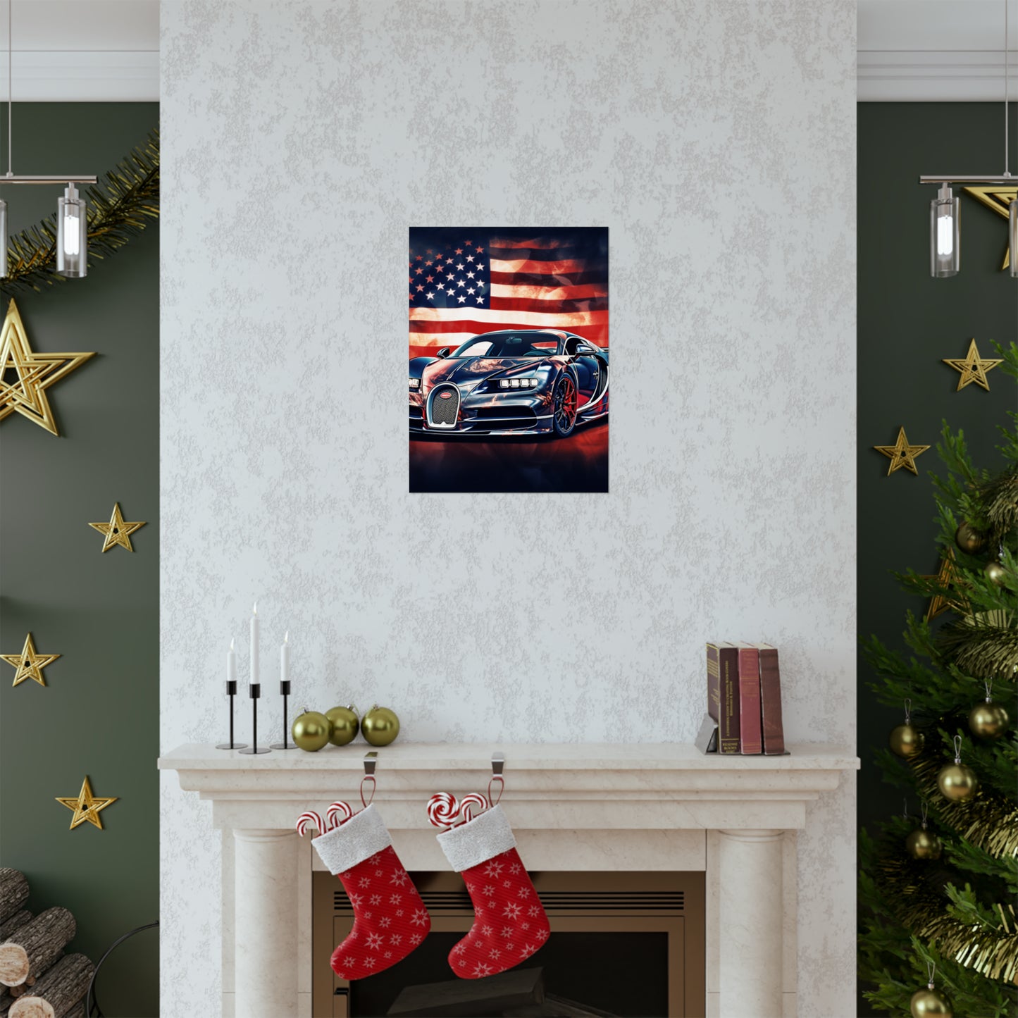 Premium Matte Vertical Posters Abstract American Flag Background Bugatti 4