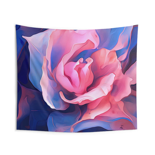 Indoor Wall Tapestries Pink & Blue Tulip Rose 1