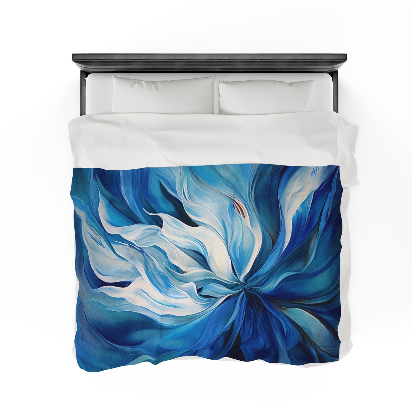 Velveteen Plush Blanket Blue Tluip Abstract 1