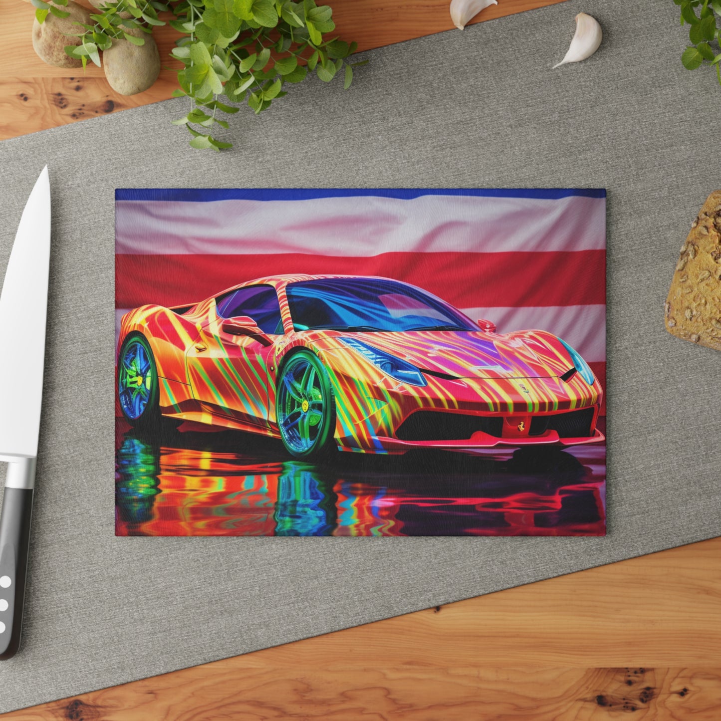 Glass Cutting Board Hyper Colorfull Ferrari 4