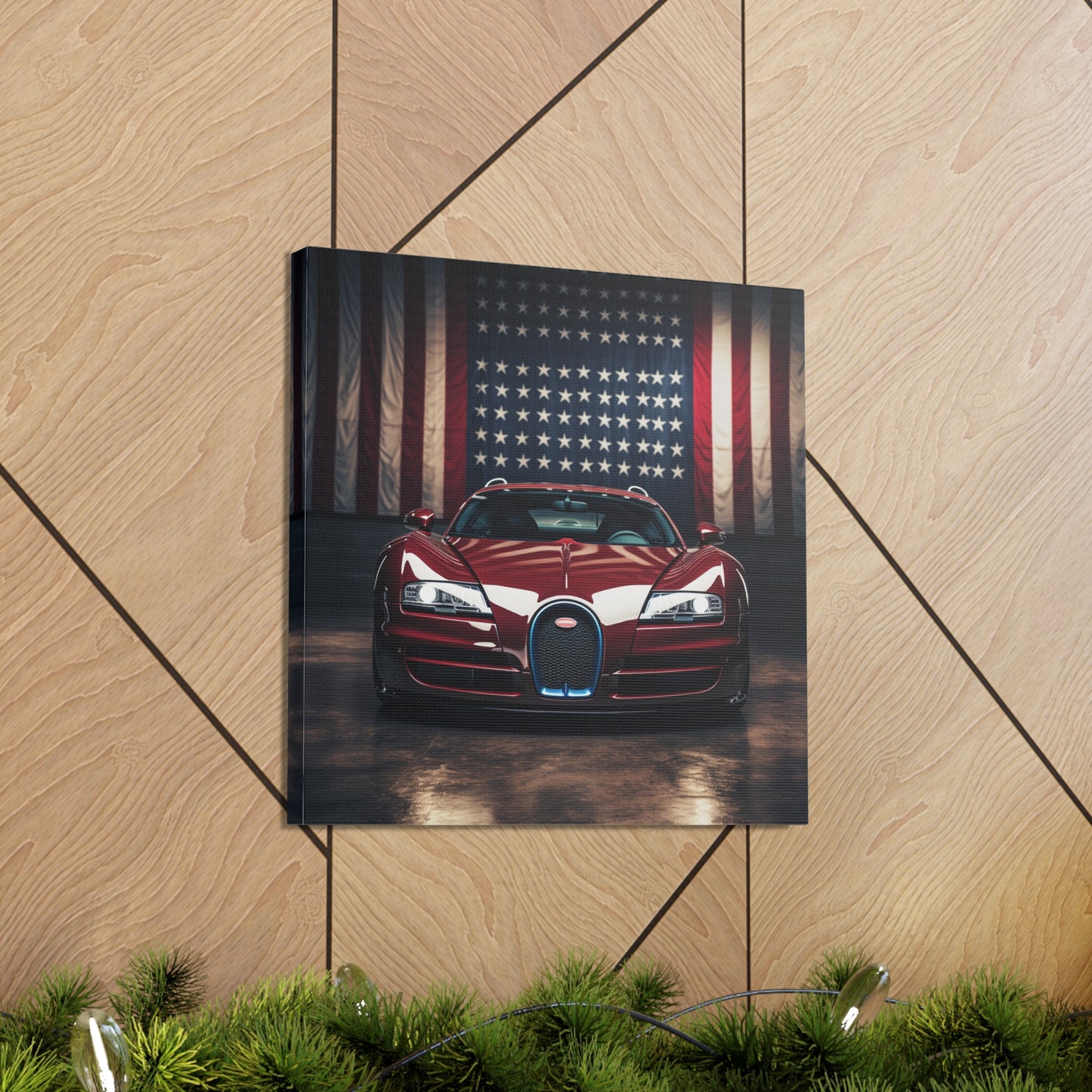 Canvas Gallery Wraps American Flag Background Bugatti 1