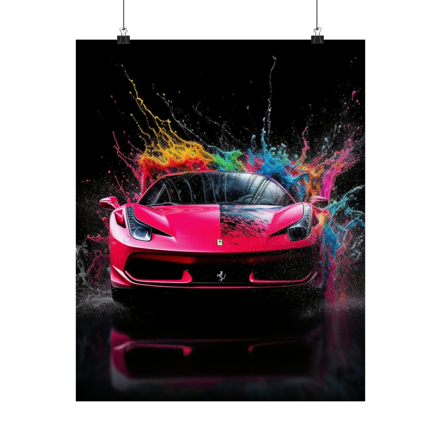 Premium Matte Vertical Posters Ferrari Water Splash 2