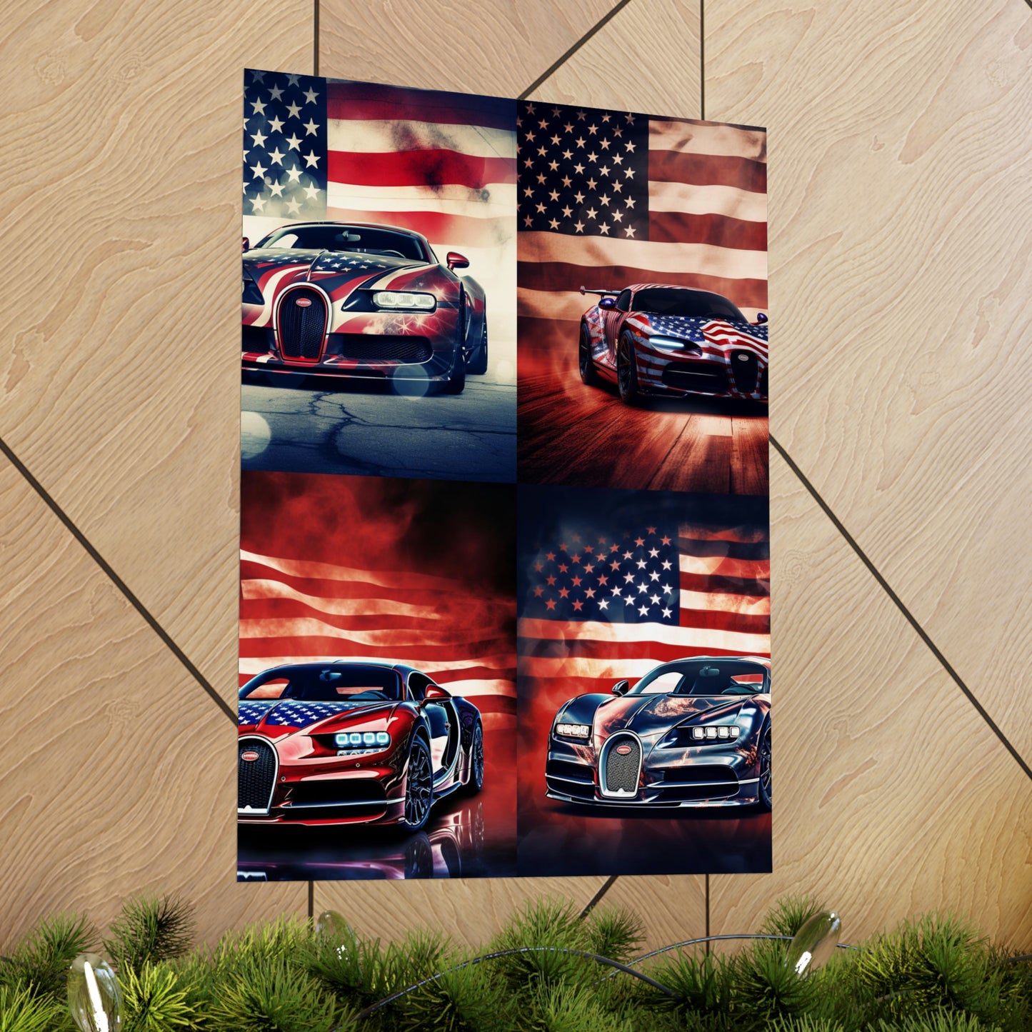 Premium Matte Vertical Posters Abstract American Flag Background Bugatti 5