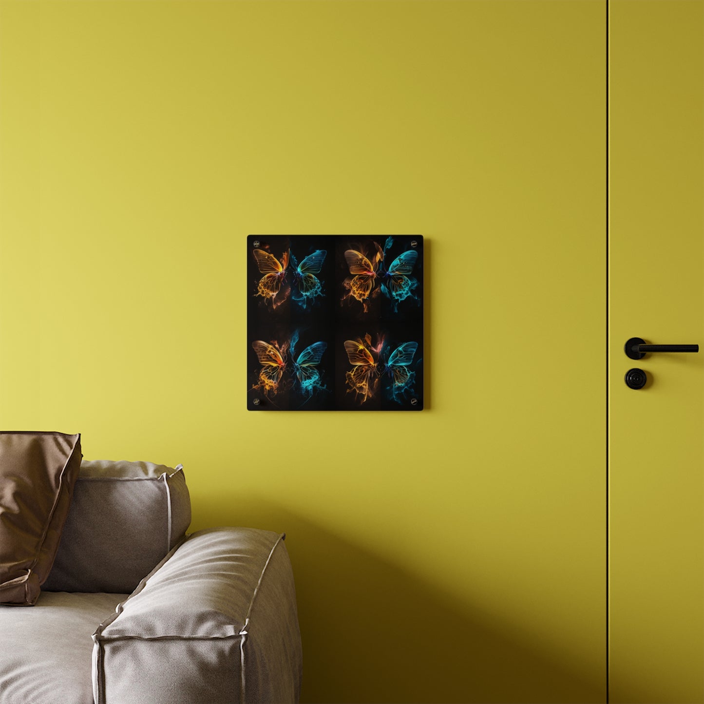 Acrylic Wall Art Panels Kiss Neon Butterfly 5
