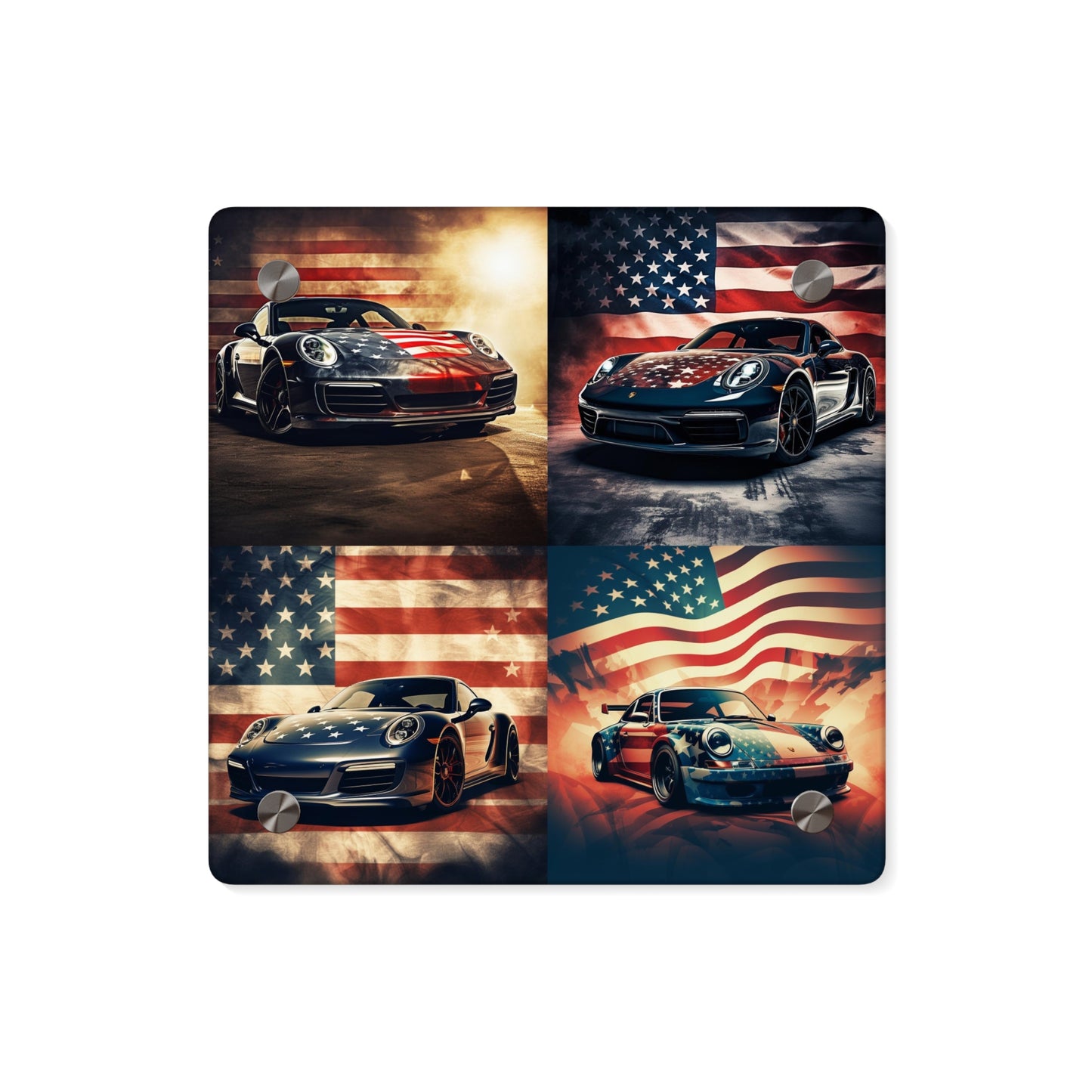 Acrylic Wall Art Panels Abstract American Flag Background Porsche 5