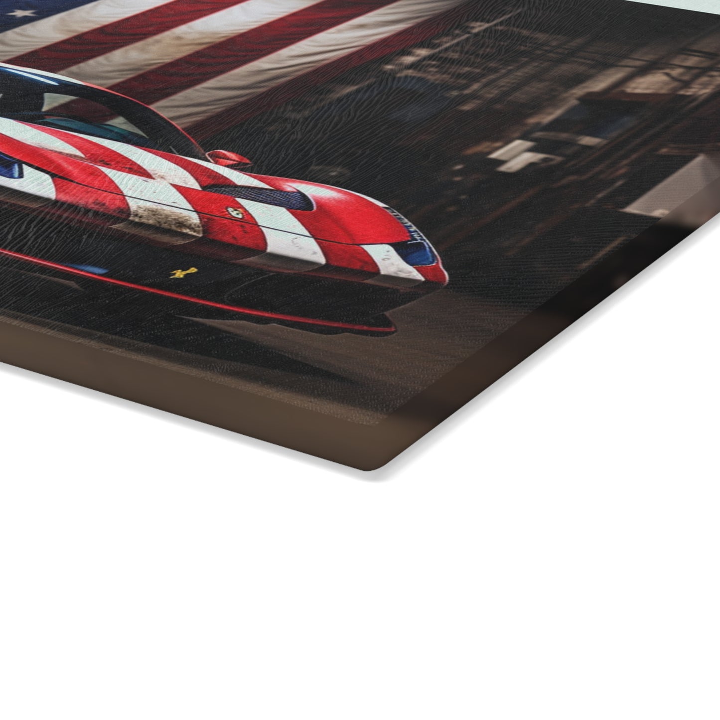 Glass Cutting Board American Flag Farrari 2