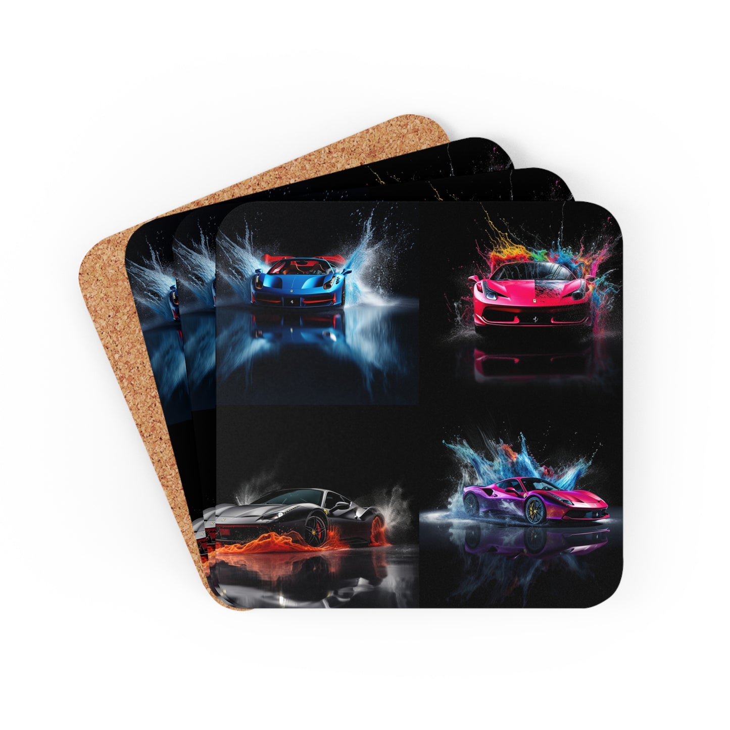 Corkwood Coaster Set Ferrari Water Splash 5