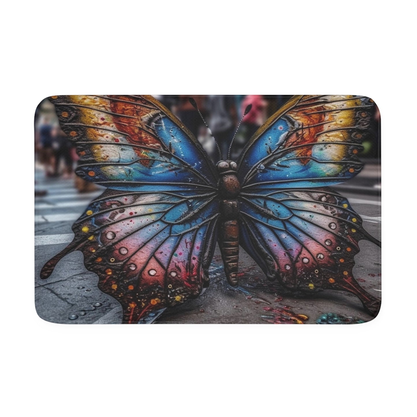 Memory Foam Bath Mat Liquid Street Butterfly 4