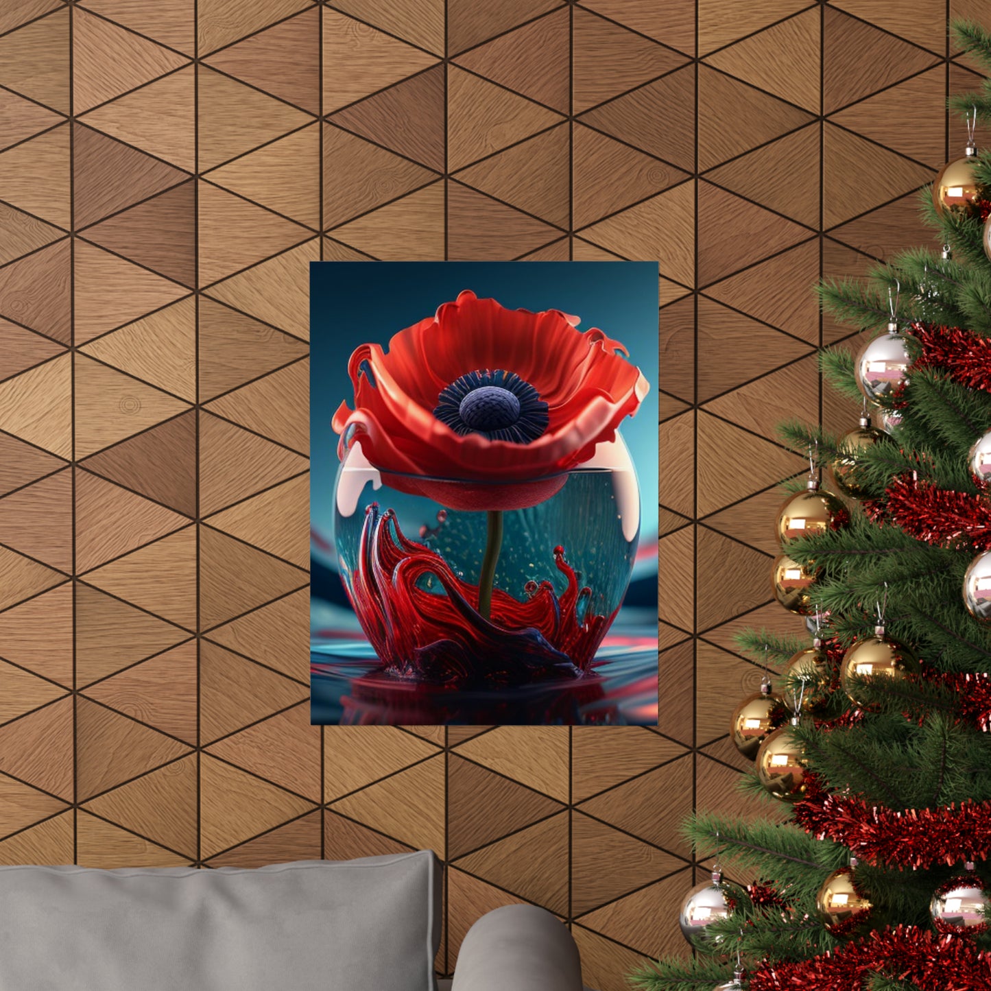 Premium Matte Vertical Posters Red Anemone in a Vase 2