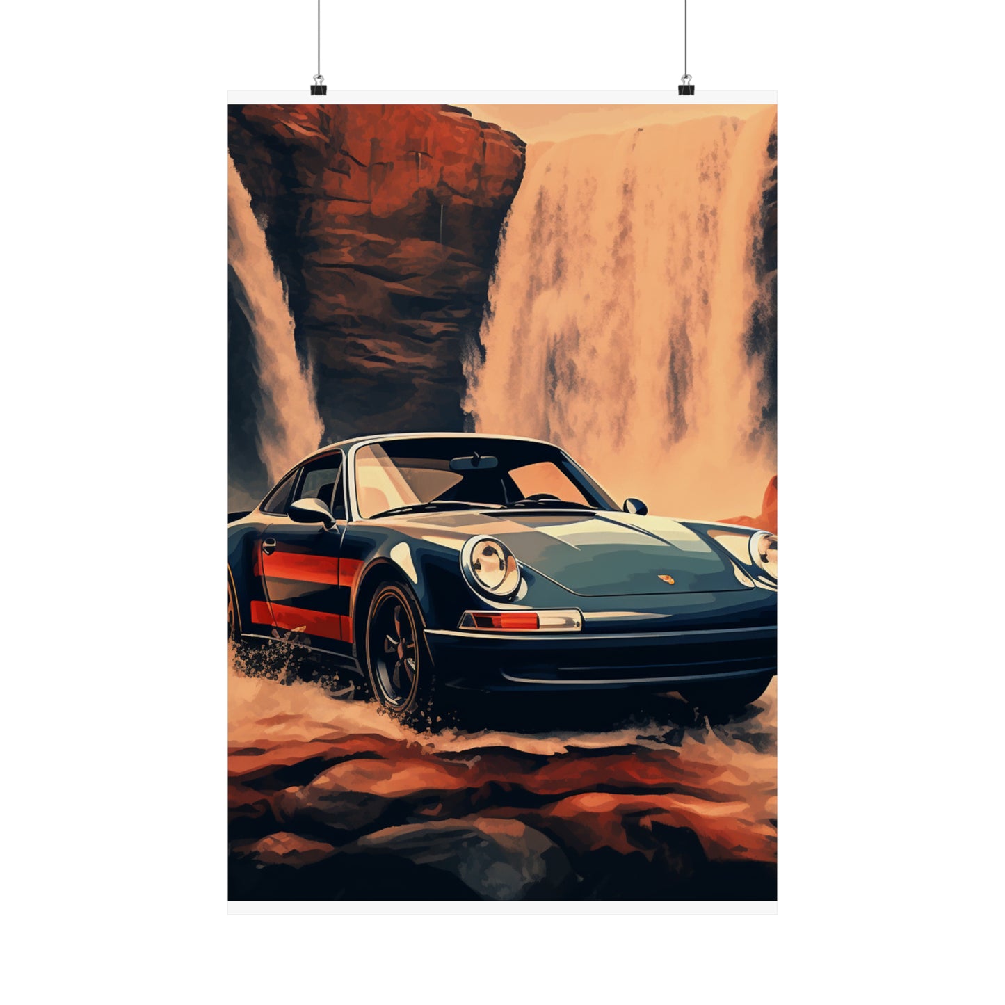 Premium Matte Vertical Posters American Flag Porsche Abstract 3