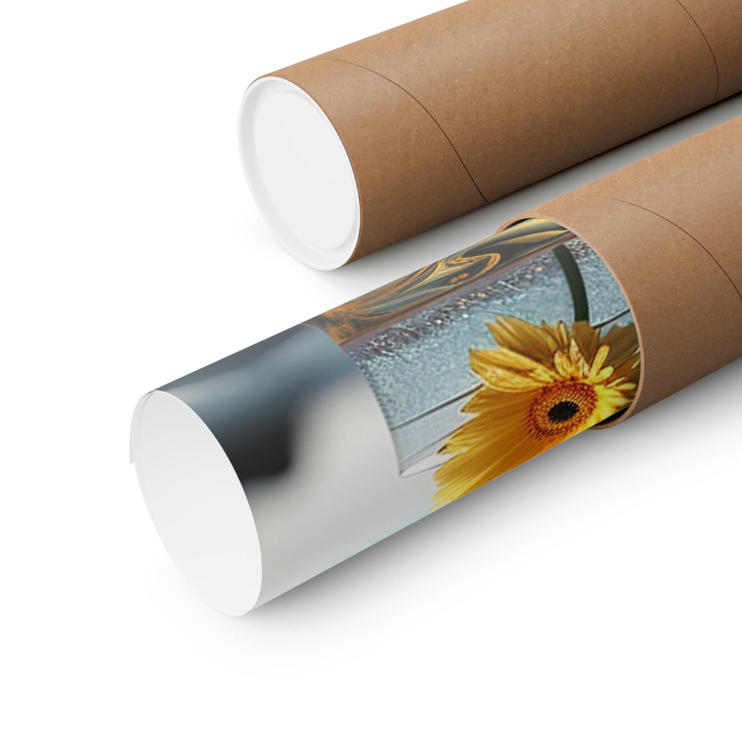 Premium Matte Vertical Posters yello Gerbera glass 2