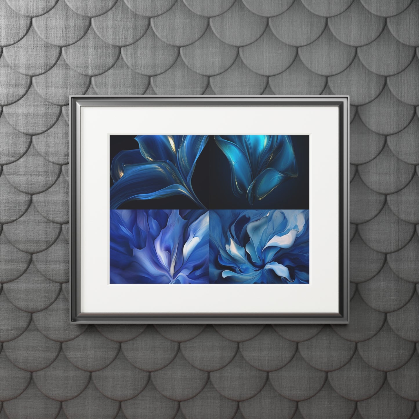 Fine Art Prints (Passepartout Paper Frame) Abstract Blue Tulip 5