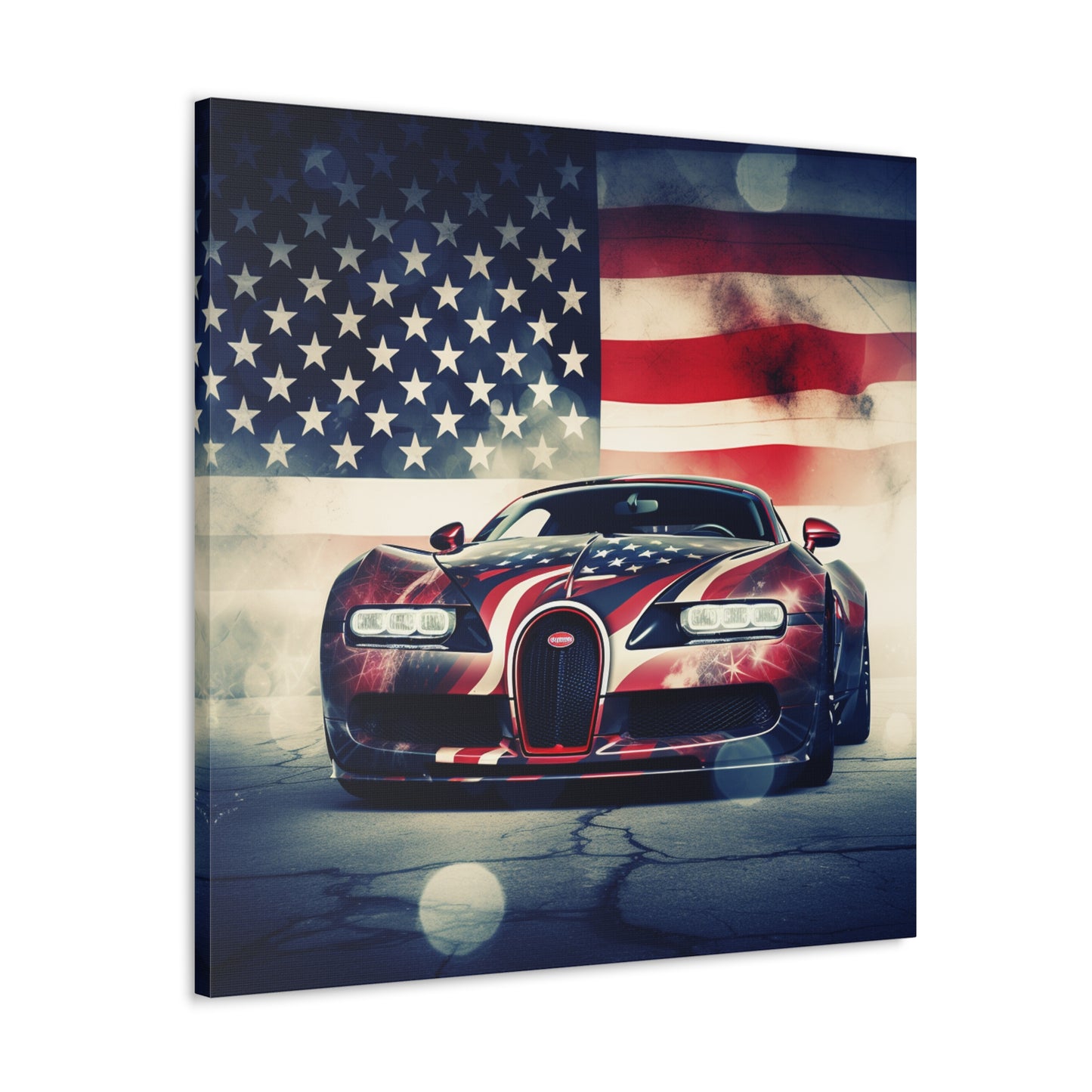 Canvas Gallery Wraps Abstract American Flag Background Bugatti 1